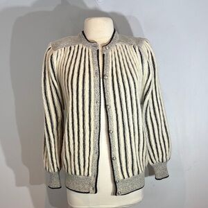 Vintage King Sheep Wool blend  Cardigan | Chunky Cable Knit size medium